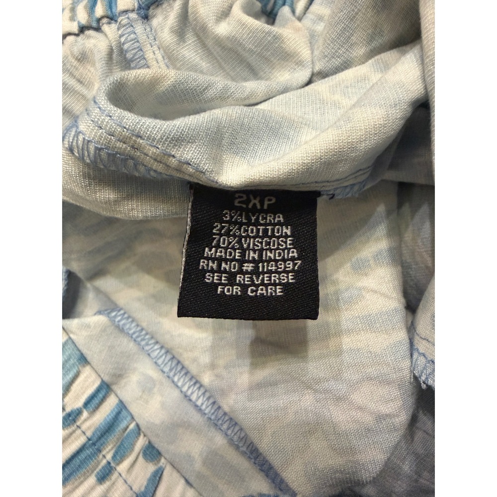 NWT Tolani Collection Rosaleen Pants Womens 2XP Blue Ikat Ruffle Wide Leg Boho - Picture 8 of 8